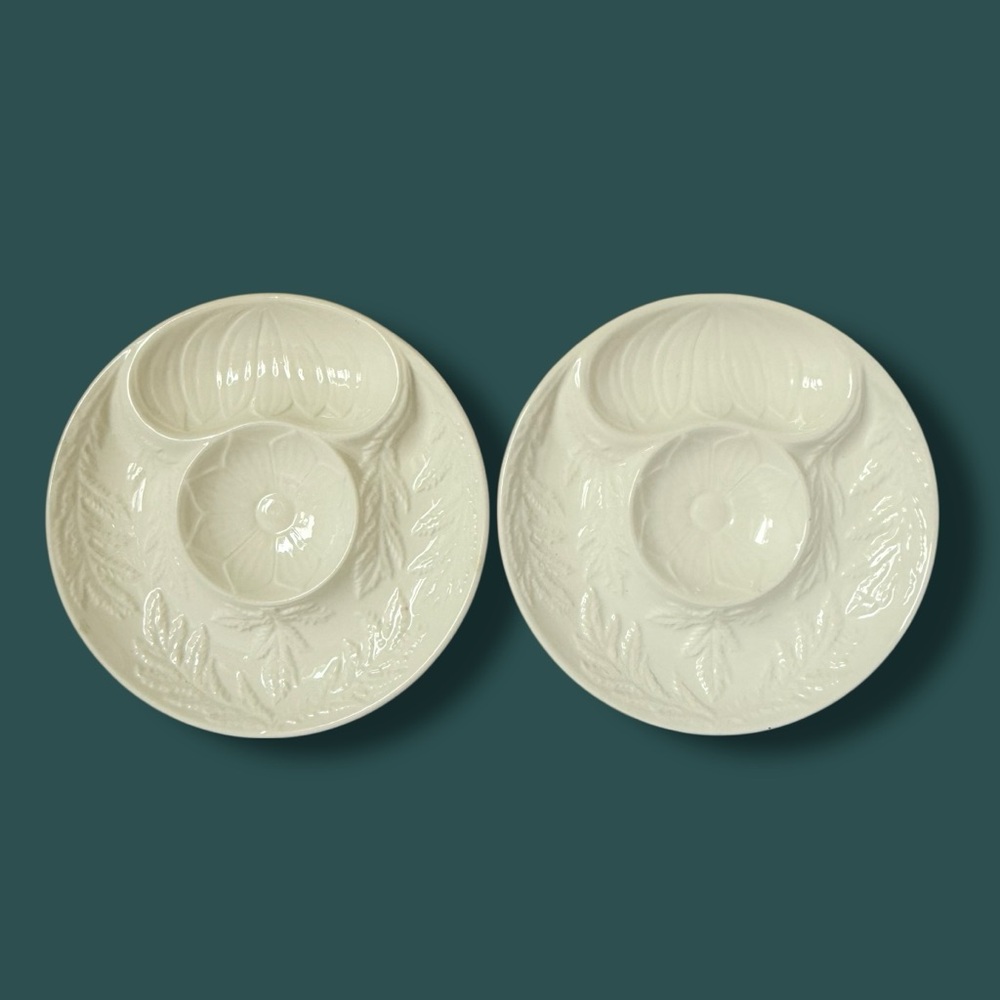 Vintage Secla Portugal Artichoke Plates Set of 2 1960s Majolica Mediterranean